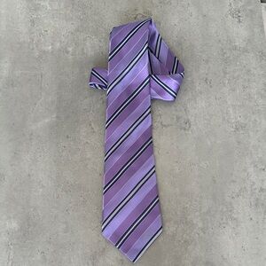 Balmain Paris Elegant Purple Striped Tie 100% Silk